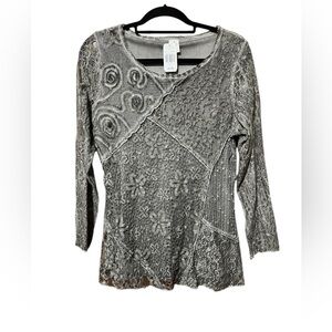 Lace Sequin Embellished Long Sleeve Tunic Top Size S